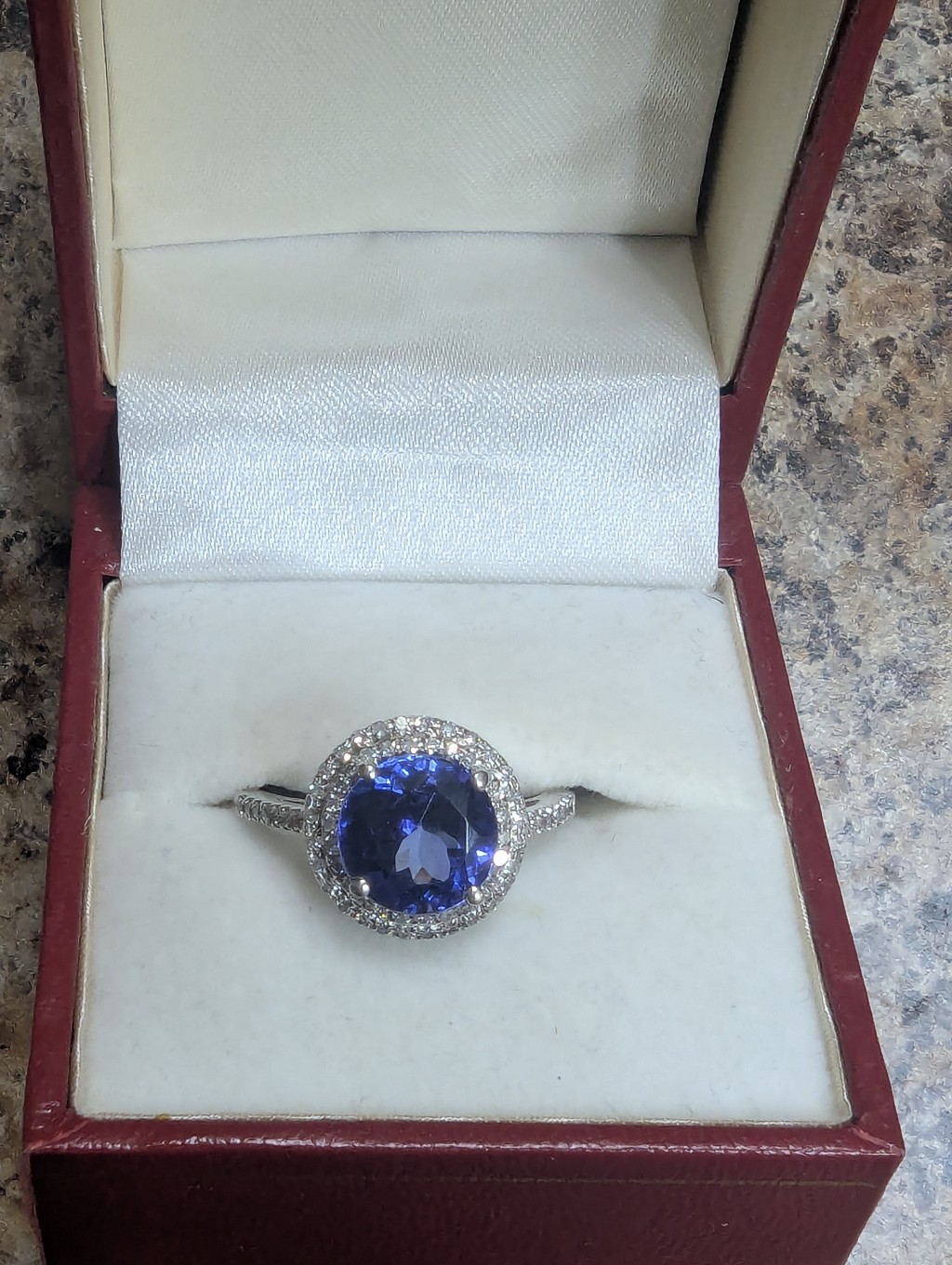 Elegant Blue Halo Tanzanite Diamond Cocktail Ring